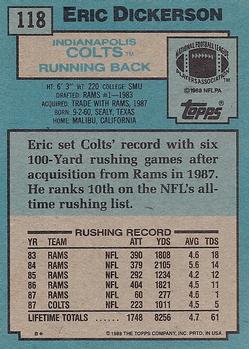 1988 Topps #118 Eric Dickerson Back