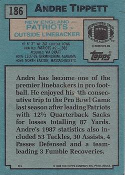 1988 Topps #186 Andre Tippett Back