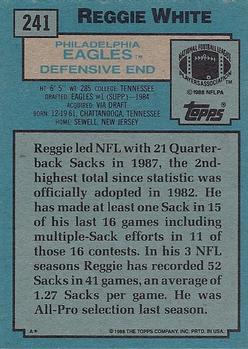 1988 Topps #241 Reggie White Back