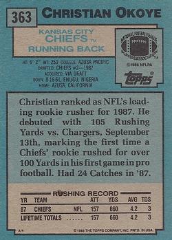 1988 Topps #363 Christian Okoye Back