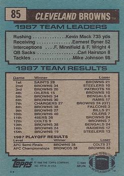 1988 Topps #85 Browns Team Leaders - Bernie Kosar Back