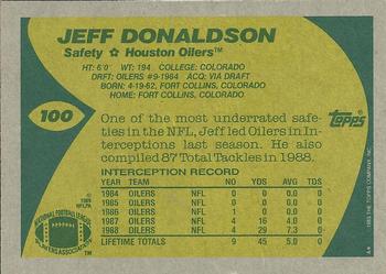 1989 Topps #100 Jeff Donaldson Back