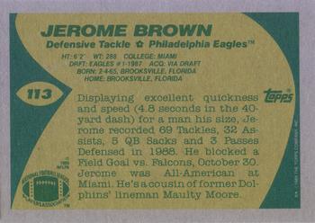 1989 Topps #113 Jerome Brown Back