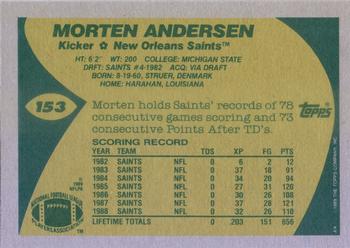 1989 Topps #153 Morten Andersen Back