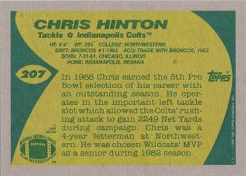 1989 Topps #207 Chris Hinton Back