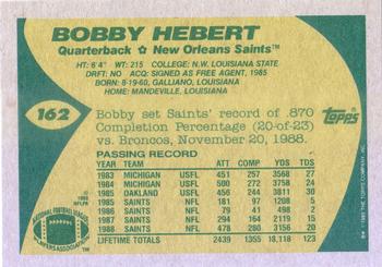 1989 Topps #162 Bobby Hebert Back
