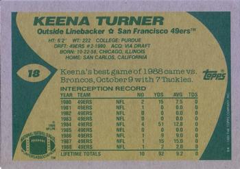 1989 Topps #18 Keena Turner Back