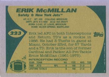 1989 Topps #223 Erik McMillan Back