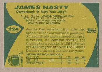 1989 Topps #224 James Hasty Back