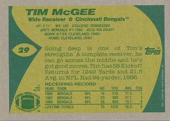 1989 Topps #29 Tim McGee Back