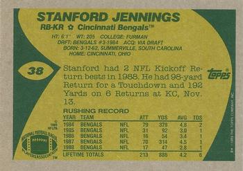 1989 Topps #38 Stanford Jennings Back