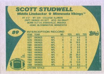 1989 Topps #89 Scott Studwell Back