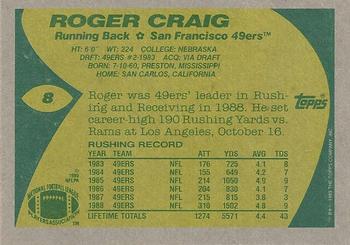 1989 Topps #8 Roger Craig Back