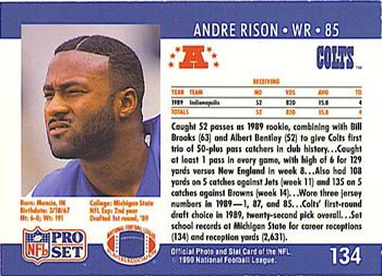 1990 Pro Set #134 Andre Rison Back