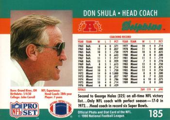 1990 Pro Set #185 Don Shula Back