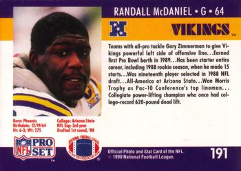 1990 Pro Set #191 Randall McDaniel Back
