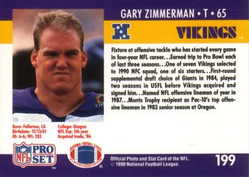 1990 Pro Set #199 Gary Zimmerman Back