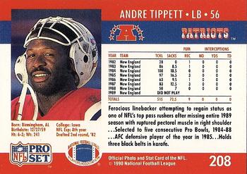 1990 Pro Set #208 Andre Tippett Back