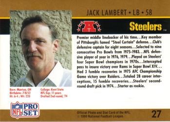 1990 Pro Set #27 Jack Lambert Back