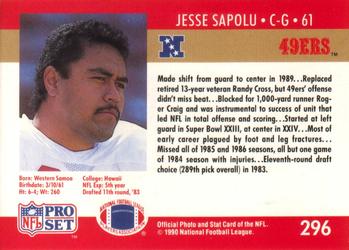 1990 Pro Set #296 Jesse Sapolu Back