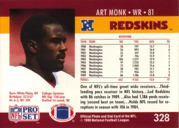 1990 Pro Set #328 Art Monk Back