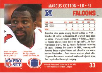 1990 Pro Set #33 Marcus Cotton Back