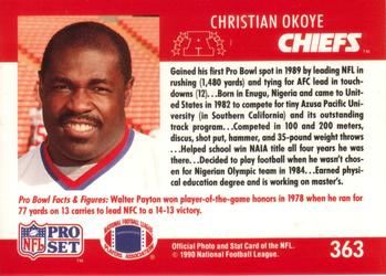 1990 Pro Set #363 Christian Okoye Back