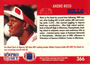 1990 Pro Set #366 Andre Reed Back