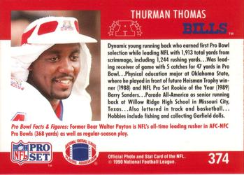 1990 Pro Set #374 Thurman Thomas Back