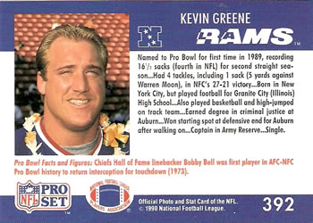 1990 Pro Set #392 Kevin Greene Back