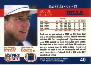 1990 Pro Set #40 Jim Kelly Back