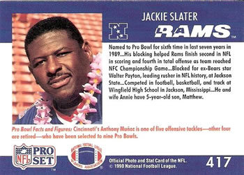 1990 Pro Set #417 Jackie Slater Back