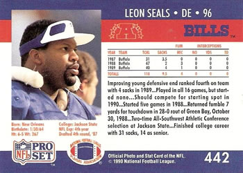 1990 Pro Set #442 Leon Seals Back