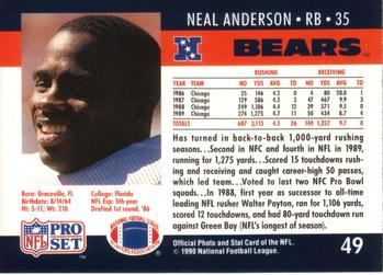 1990 Pro Set #49 Neal Anderson Back