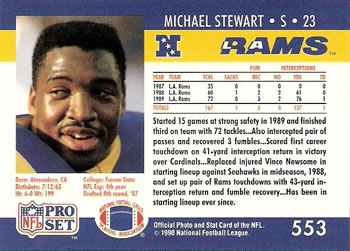 1990 Pro Set #553 Michael Stewart Back