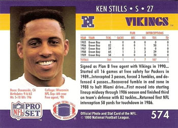 1990 Pro Set #574 Ken Stills Back