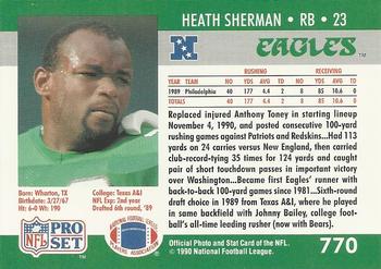 1990 Pro Set #770 Heath Sherman Back