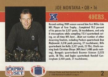 1990 Pro Set #2 Joe Montana Back