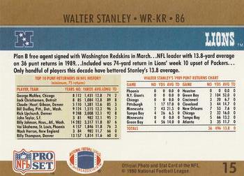 1990 Pro Set #15 Walter Stanley Back