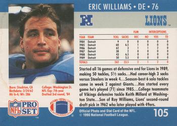 1990 Pro Set #105 Eric Williams Back