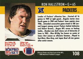 1990 Pro Set #108 Ron Hallstrom Back
