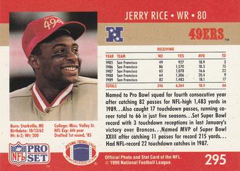 1990 Pro Set #295 Jerry Rice Back