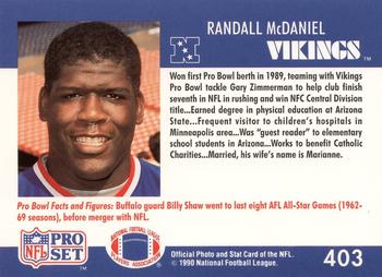 1990 Pro Set #403 Randall McDaniel Back