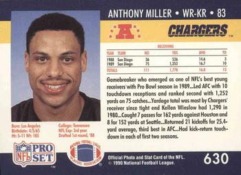 1990 Pro Set #630 Anthony Miller Back
