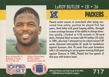 1990 Pro Set #717 LeRoy Butler Back