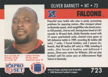 1990 Pro Set #723 Oliver Barnett Back