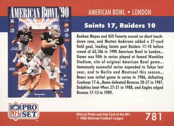 1990 Pro Set #781 American Bowl: London Back