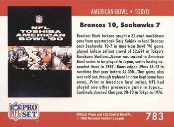 1990 Pro Set #783 American Bowl: Tokyo Back
