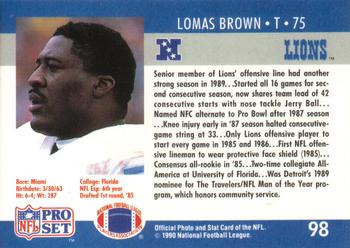 1990 Pro Set #98 Lomas Brown Back