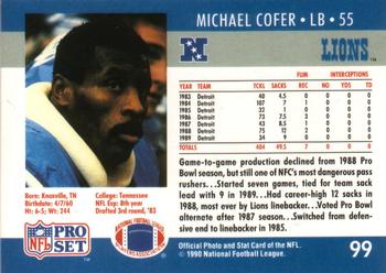1990 Pro Set #99 Michael Cofer Back